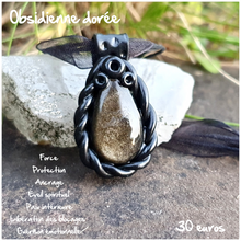 Charger l'image dans la galerie, Pendentif libération et guérison en Obsidienne dorée