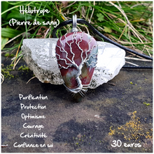 Charger l'image dans la galerie, Pendentif vitalité et confiance en Héliotrope (jaspe pierre de sang)