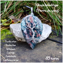 Charger l'image dans la galerie, Pendentif vitalité et confiance en Jaspe Héliotrope (pierre de sang)