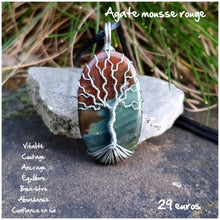 Charger l'image dans la galerie, Pendentif confiance et contact en Agate mousse rouge