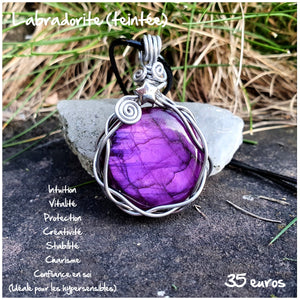 Pendentif de protection pour les hypersensibles, en labradorite teintée