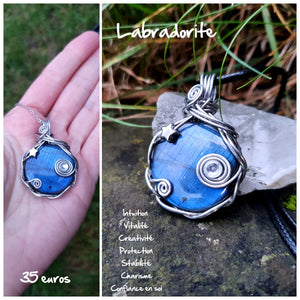 Pendentif de protection pour les hypersensibles, en labradorite