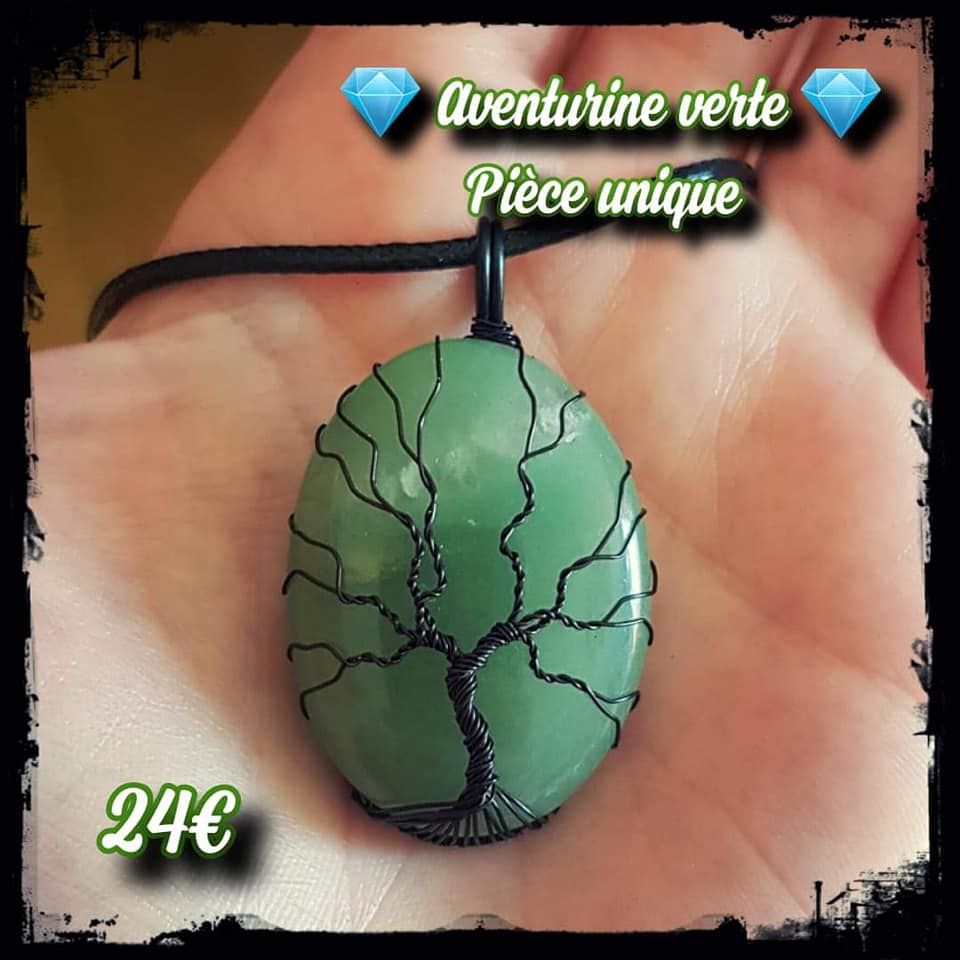 Pendentif confiance et patience en Aventurine verte