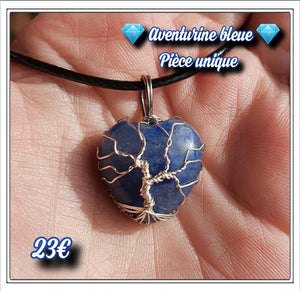 Pendentif calme et sérénité en aventurine bleue