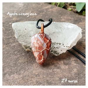 Pendentif ancrage et protection en Agate crazy lace du Mexique