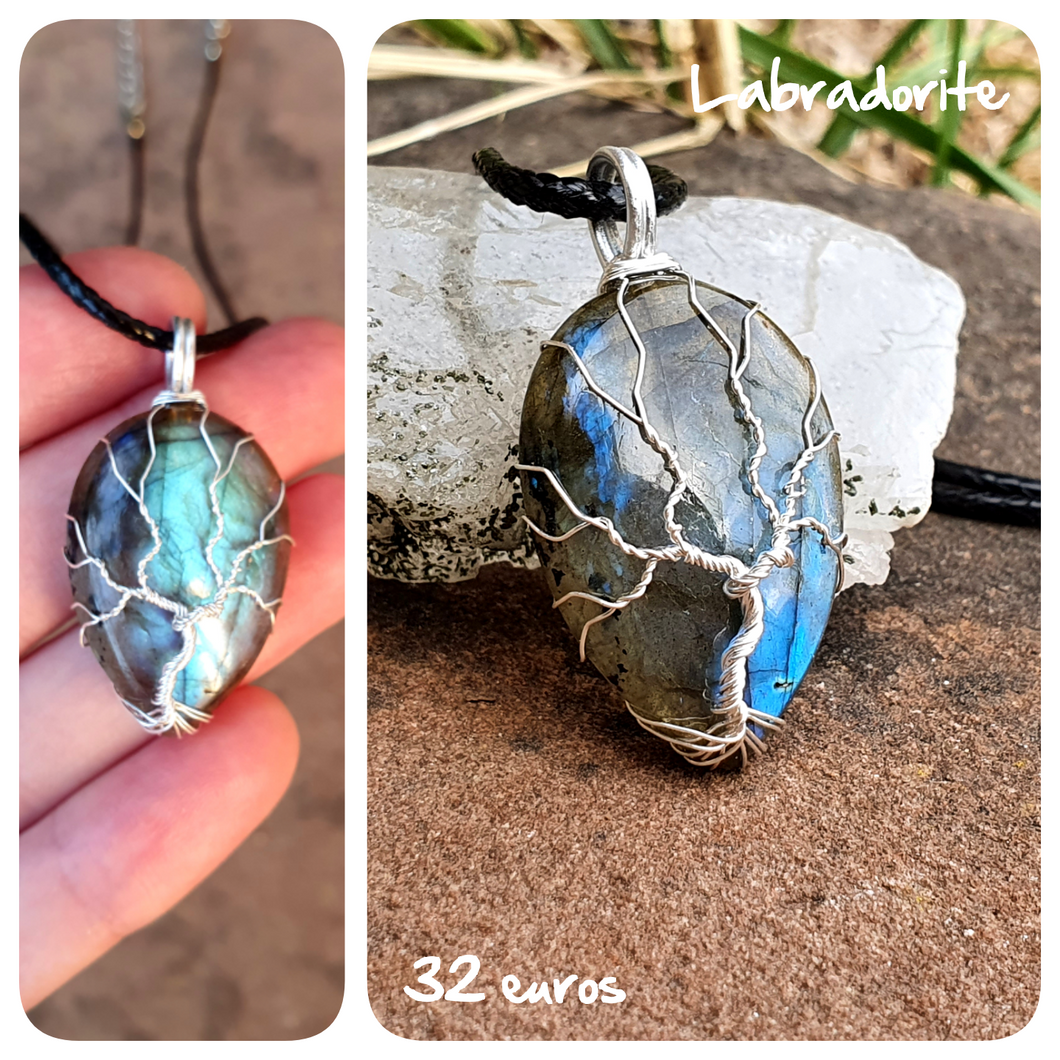 Pendentif protection de l'empathe en labradorite