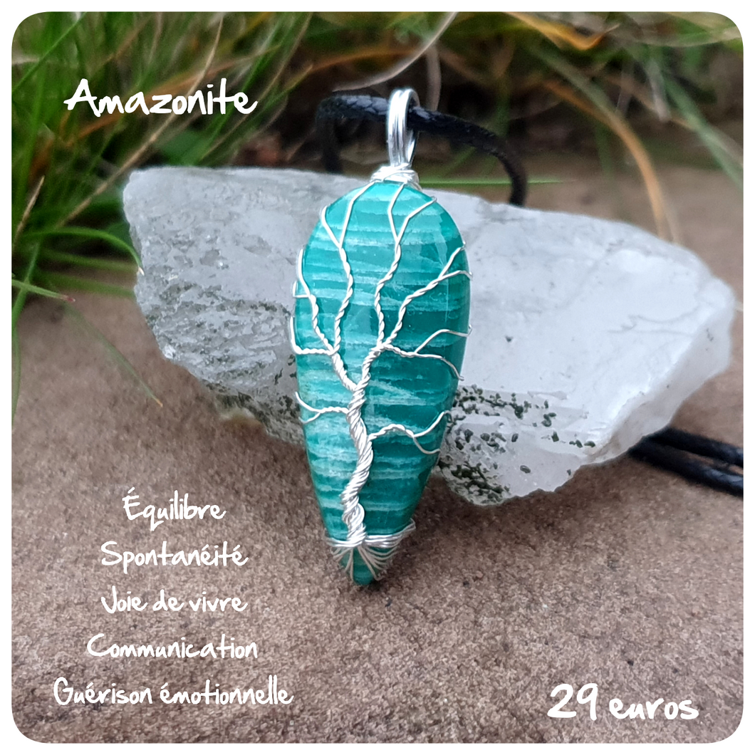 Pendentif joie et guérison en Amazonite