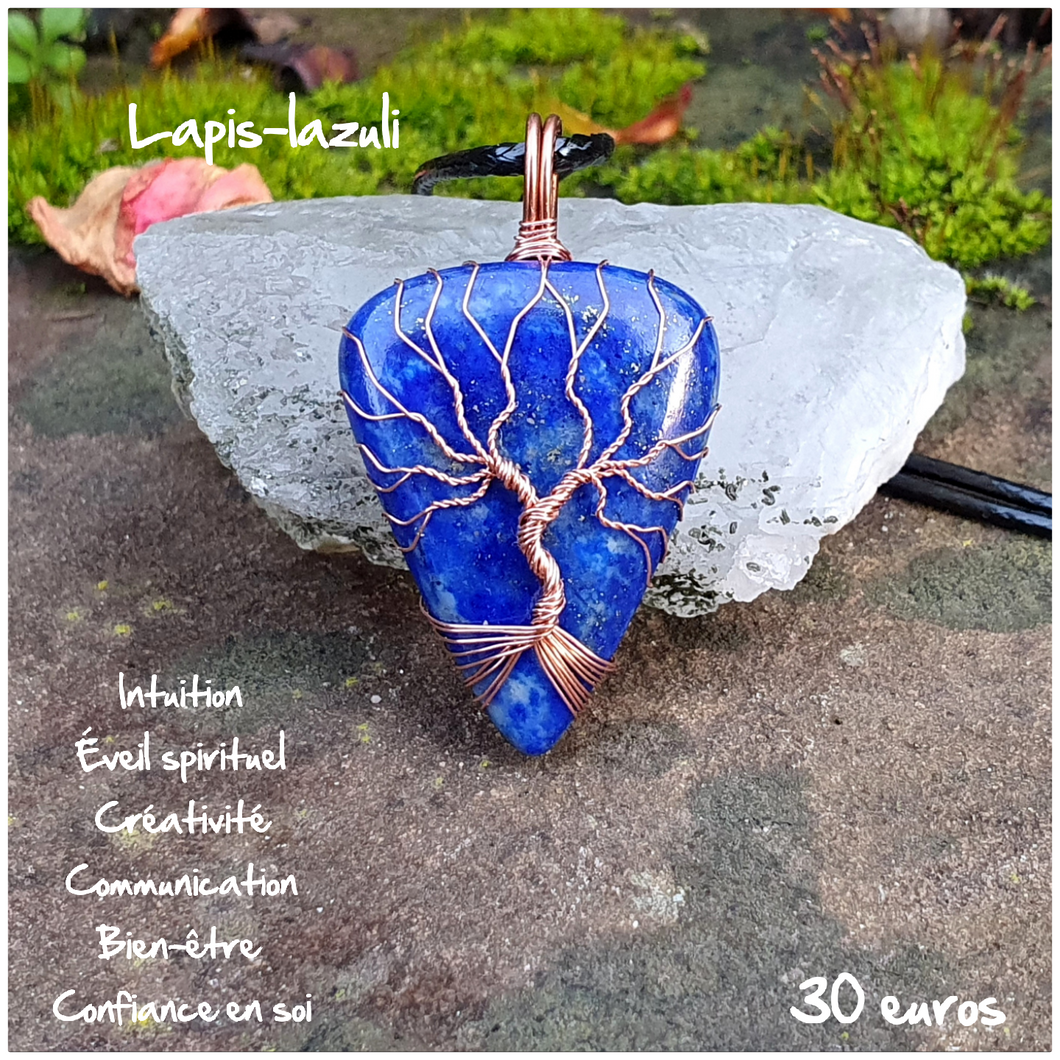 Pendentif élévation de l'âme, en Lapis-lazuli