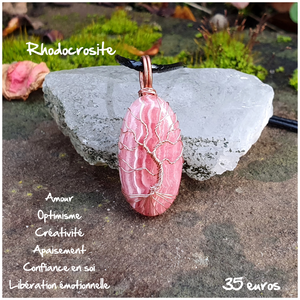 Pendentif amour et libération en Rhodocrosite
