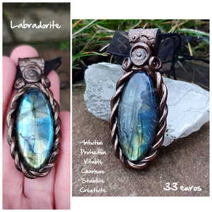 Pendentif protection de l'empathe en Labradorite