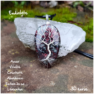 Pendentif amour et abondance en Eudialyte