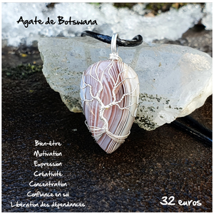 Pendentif confiance et apaisement en Agate de Botsawa