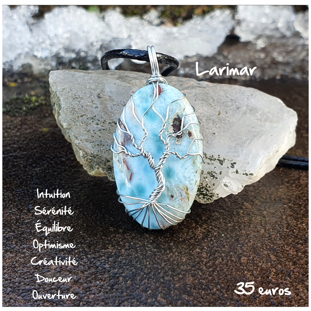 Pendentif sérénité et équilbre en Larimar