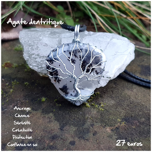 Pendentif confiance et ancrage en agate dentritique