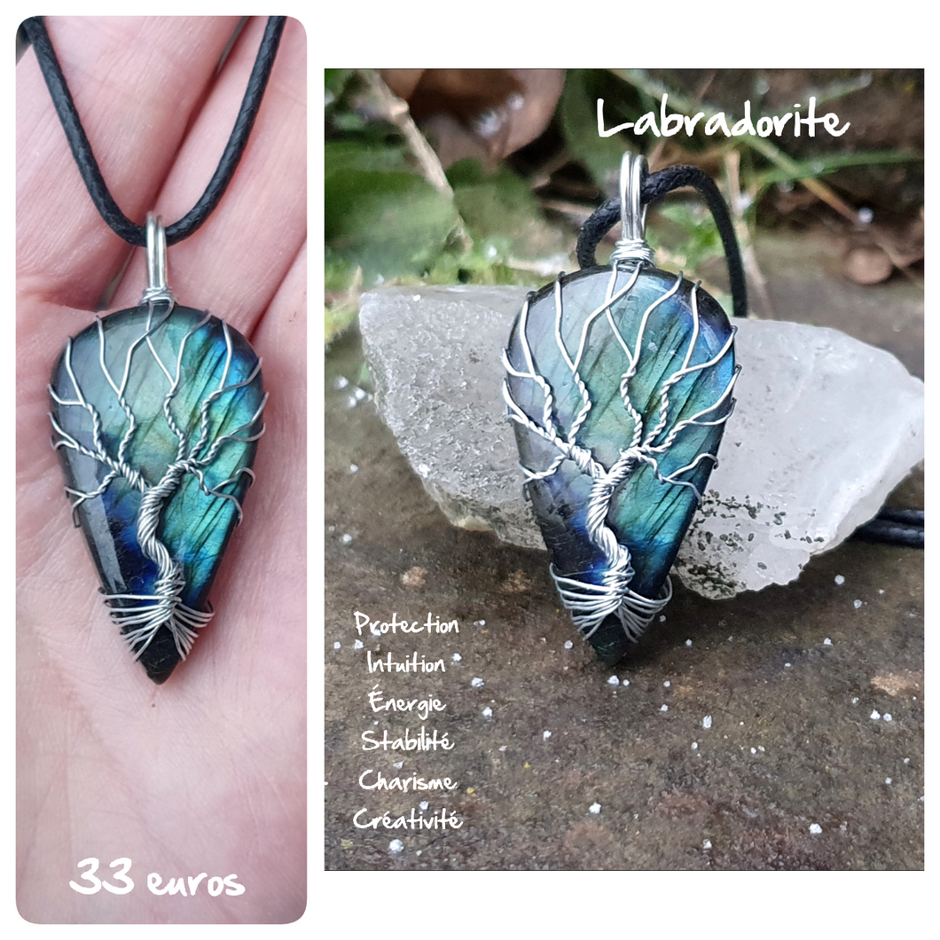 Pendentif protection de l'empathe en labradorite