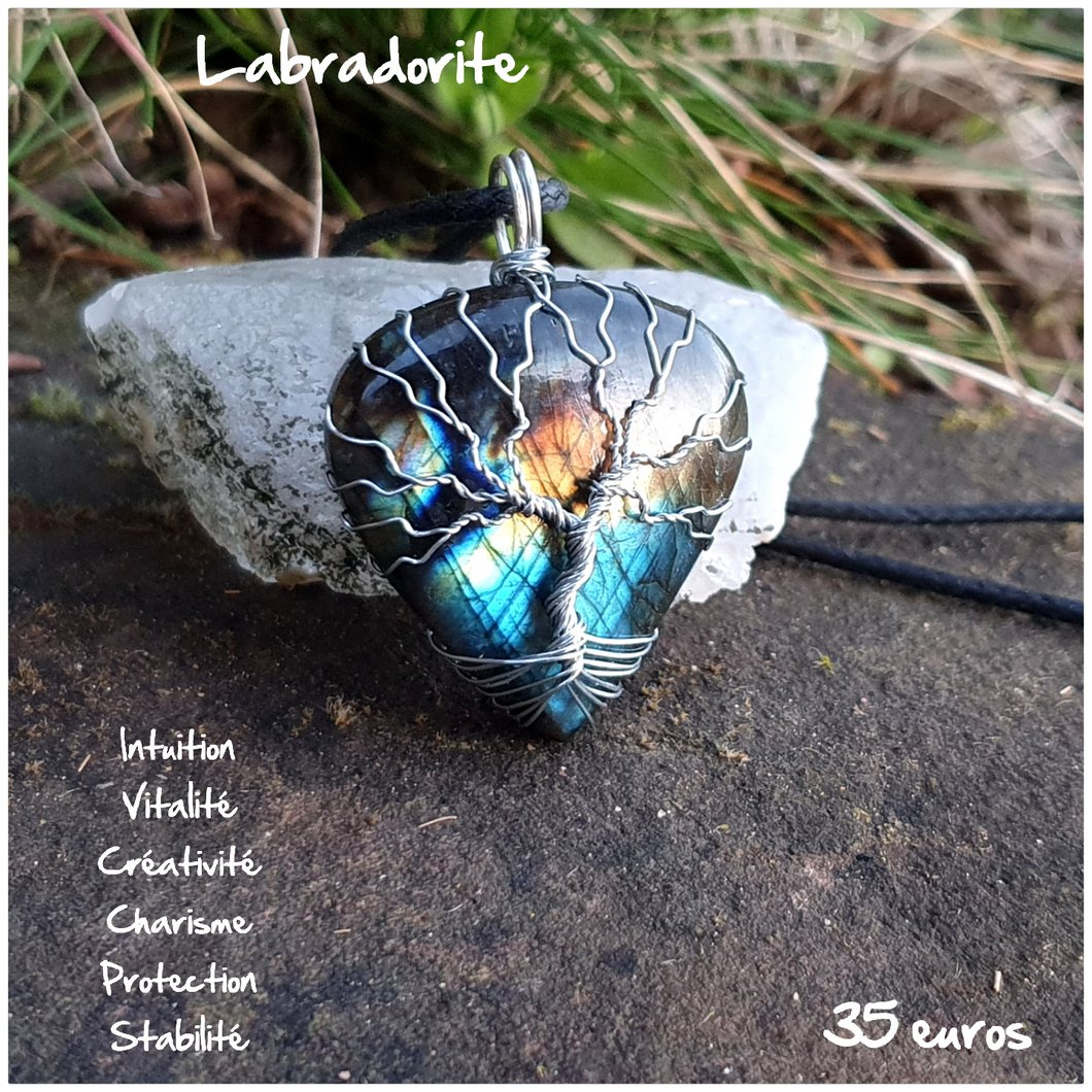 Pendentif protection de l'empathe en labradorite