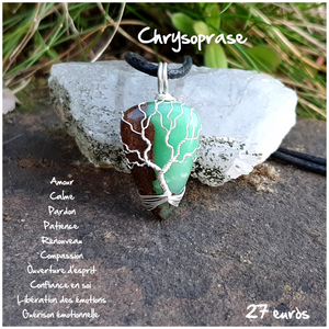 Pendentif amour et renouveau en Chrysoprase