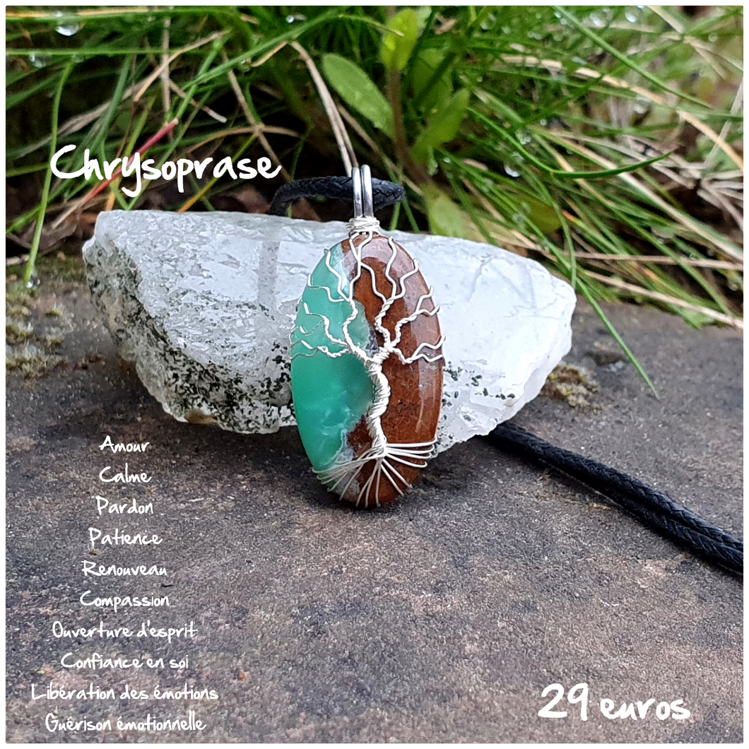 Pendentif amour et renouveau en Chrysoprase