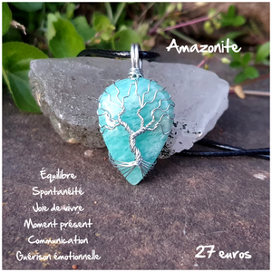 Pendentif joie et guérison en Amazonite