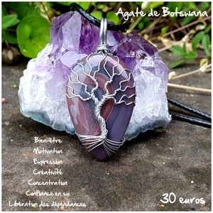 Pendentif confiance et apaisement en Agate de Botsawa