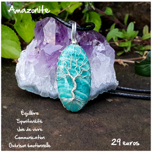 Pendentif joie et guérison en Amazonite