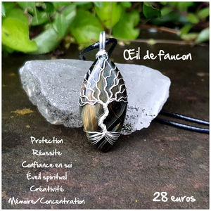 Pendentif motivation et protection en Oeil de faucon