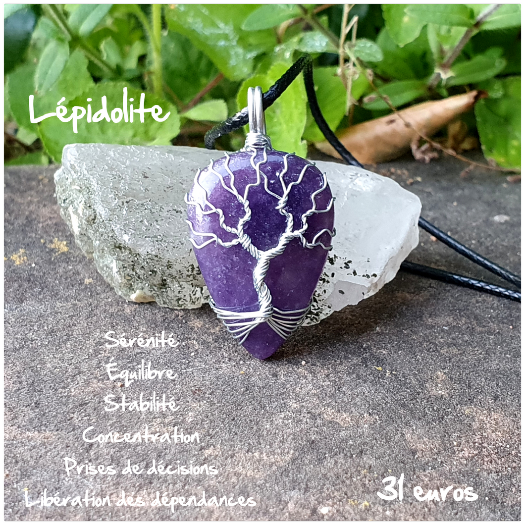 Pendentif sérénité et libération en Lépidolite