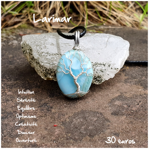 Pendentif sérénité et équilbre en Larimar