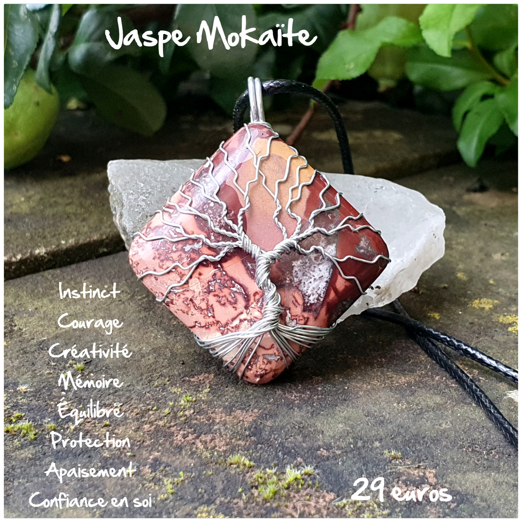 Pendentif courage et équilibre en Jaspe mokaïte