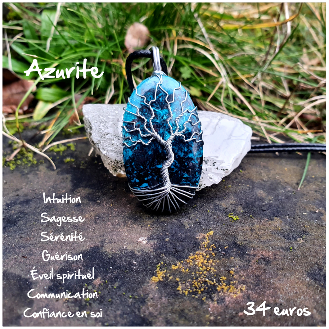 Pendentif sérénité et motivation en Azurite