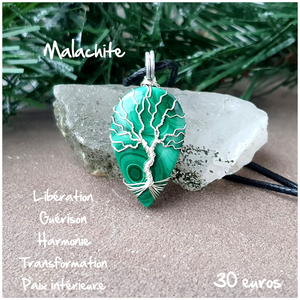 Pendentif guérison et équilibre en malachite