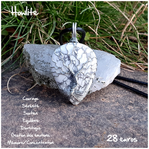 Pendentif soutient et courage en Howlite