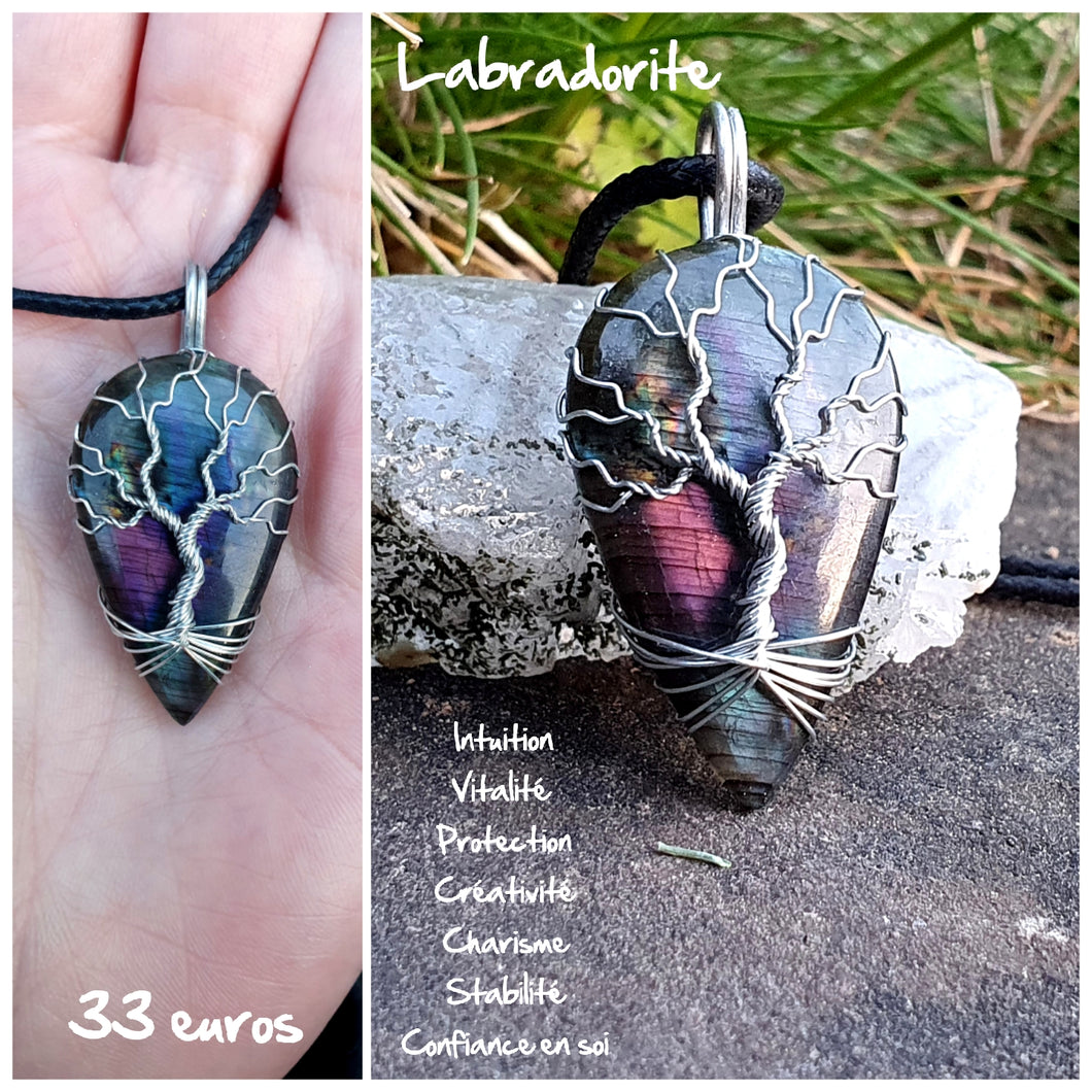 Pendentif protection de l'empathe en labradorite