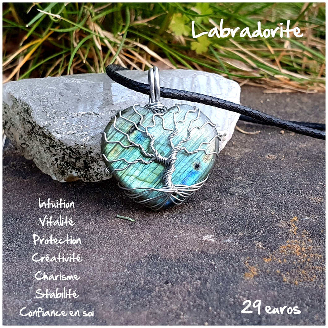 Pendentif protection de l'empathe en labradorite