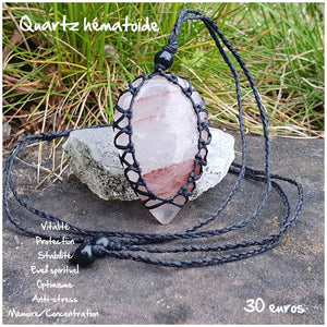 Pendentif éveil et protection en Quartz hématoïde