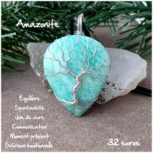 Pendentif joie et guérison en Amazonite