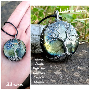 Pendentif protection de l'empathe en labradorite