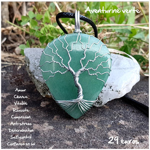 Pendentif confiance et patience en Aventurine verte